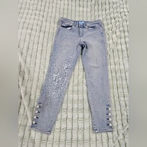Women's Light Blue Jeans with Floral Accents